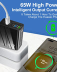 65W Fast Charger with PD & 3 USB Ports – Multi-Interface Travel Adapter 3.1A.