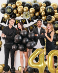 Black Gold Balloon Garland Arch Kit - Birthday & Anniversary Party Decorations for Adults.