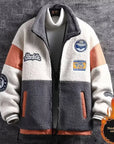 Men's Fleece-Lined Cotton Jacket – Thickened, Color Block Winter Style Casual Fit for Men & Women.