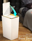 Nordic Gold Trash Can 15L - Slim Covered Bin with One-Touch Lid.