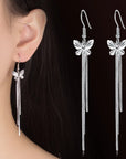 925 Sterling Silver Butterfly Drop Earrings.