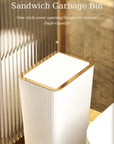 Nordic Gold Trash Can 15L - Slim Covered Bin with One-Touch Lid.