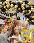 Black Gold Balloon Garland Arch Kit - Birthday & Anniversary Party Decorations for Adults.