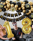 Black Gold Balloon Garland Arch Kit - Birthday & Anniversary Party Decorations for Adults.