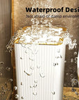 Nordic Gold Trash Can 15L - Slim Covered Bin with One-Touch Lid.