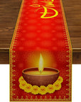 Luxury Diwali Table Flag & Table Runner – Linen Diwali Decor for Kitchen, Restaurant & Home Celebrations.