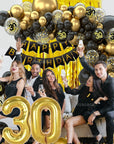 Black Gold Balloon Garland Arch Kit - Birthday & Anniversary Party Decorations for Adults.