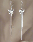 925 Sterling Silver Butterfly Drop Earrings.
