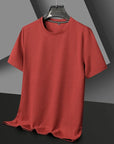 Men's Casual Waffle Knit Short Sleeve T-Shirt Round Neck Design.