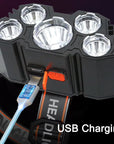 High-Quality 5 LED Rechargeable Flashlight with Built-in Battery Strong Light Headlamp for Camping, Adventure, and Fishing.