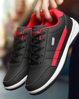 PU Leather Men's Casual Sneakers - Breathable, Non-Slip, Trendy Shoes.