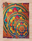Cozy Diwali Throw Blanket Rangoli, Firecrackers, and Diya Design Warm Furry Winter Plaid for Festive Decor.