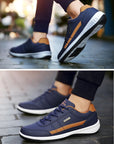 PU Leather Men's Casual Sneakers - Breathable, Non-Slip, Trendy Shoes.