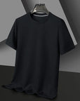 Men's Casual Waffle Knit Short Sleeve T-Shirt Round Neck Design.