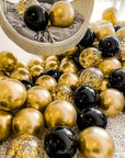 Black Metallic Sequin Balloons 16PCS - Party Decor for Birthdays & Weddings.