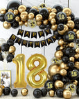 Black Gold Balloon Garland Arch Kit - Birthday & Anniversary Party Decorations for Adults.