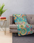Colorful Mandala Throw Blanket – Joyful Floral Design in Blue, Yellow, Green, Red | Cozy Flannel for Home Deco.