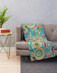 Colorful Mandala Throw Blanket – Joyful Floral Design in Blue, Yellow, Green, Red | Cozy Flannel for Home Deco.