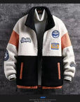 Men's Fleece-Lined Cotton Jacket – Thickened, Color Block Winter Style Casual Fit for Men & Women.