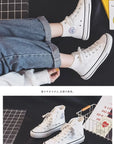 High Top Canvas Shoes for Women & Men – Trendy Korean Style, Comfortable Couple Sneakers.