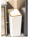 Nordic Gold Trash Can 15L - Slim Covered Bin with One-Touch Lid.