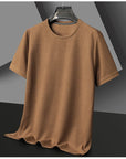 Men's Casual Waffle Knit Short Sleeve T-Shirt Round Neck Design