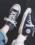 High Top Canvas Shoes for Women & Men – Trendy Korean Style, Comfortable Couple Sneakers.