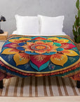 Cozy Diwali Throw Blanket Rangoli, Firecrackers, and Diya Design Warm Furry Winter Plaid for Festive Decor.