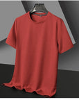 Men's Casual Waffle Knit Short Sleeve T-Shirt Round Neck Design