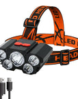 High-Quality 5 LED Rechargeable Flashlight with Built-in Battery Strong Light Headlamp for Camping, Adventure, and Fishing.
