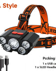 High-Quality 5 LED Rechargeable Flashlight with Built-in Battery Strong Light Headlamp for Camping, Adventure, and Fishing.