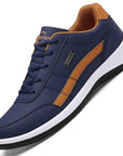 PU Leather Men's Casual Sneakers - Breathable, Non-Slip, Trendy Shoes.
