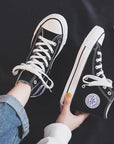 High Top Canvas Shoes for Women & Men – Trendy Korean Style, Comfortable Couple Sneakers.