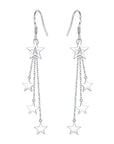925 Sterling Silver Star Drop Earrings with Multi-Layer Chains for Women.