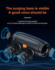 Portable Bluetooth Speaker with Dual Stereo, FM Radio, TF/USB Playback, and Subwoofer Sound.