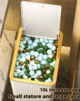 Nordic Gold Trash Can 15L - Slim Covered Bin with One-Touch Lid.