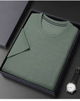 Men's Casual Waffle Knit Short Sleeve T-Shirt Round Neck Design.