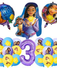 Wish Disney Princess Birthday Party Decorations | Asha Goat Balloons & Disposable Tableware | Plates, Straws, Napkins for Baby Shower Supplies.