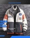 Men's Fleece-Lined Cotton Jacket – Thickened, Color Block Winter Style Casual Fit for Men & Women.