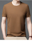 Men's Casual Waffle Knit Short Sleeve T-Shirt Round Neck Design