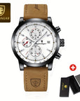 POEDAGAR, Men's Waterproof Watch, Luminous Chronograph Date Watch, Sports Quartz Watches