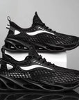 Men's Lace-Up Mesh Sneakers Fashion Hollow-Sole Low Top Running Shoes.