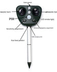 Solar-Powered Ultrasonic Animal Repellent Keep Mice, Dogs, and Cats Away Safely.