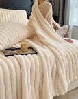 Ultra-Soft Faux Rabbit Fur Throw Blanket – Warm, Cozy & Stylish for Couch, Bed & Travel – Perfect Gift.