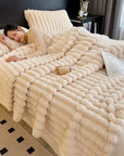 Ultra-Soft Faux Rabbit Fur Throw Blanket – Warm, Cozy & Stylish for Couch, Bed & Travel – Perfect Gift.