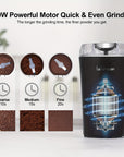 1pc Coffee Bean Grinder Electric, Food Processor, Food Mixer, 200W Powerful Spice Grinder Electric, Grain Mills, Espresso Grinder Grinder Coffee Grinder For Spices, Nuts, 12 Cups/2.7oz, One Touch Push-Button Control With Brush, Coffee Spoon