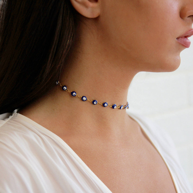 Evil Eye Choker Necklace Dainty Or Gold