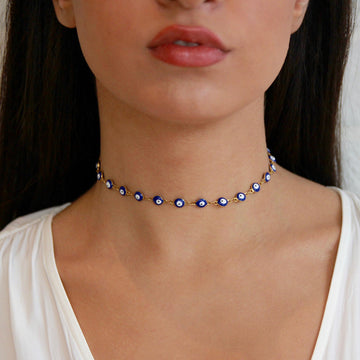 Evil Eye Choker Necklace Dainty Or Gold