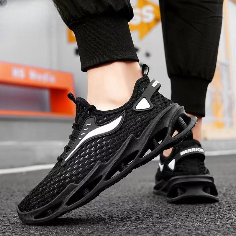 Men's Lace-Up Mesh Sneakers Fashion Hollow-Sole Low Top Running Shoes