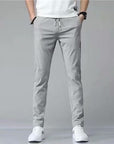 Men's Loose Fit Drawstring Pants Thin Casual Korean Style Sweatpants Gray